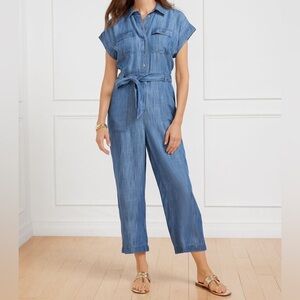 Talbots// Denim Tie Waist Jumpsuit